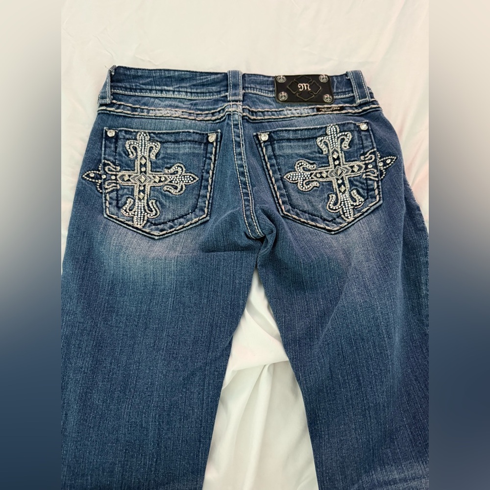Miss Me Blue Boot Cut Jeans with Silver Embellishments - Picture 8 of 8